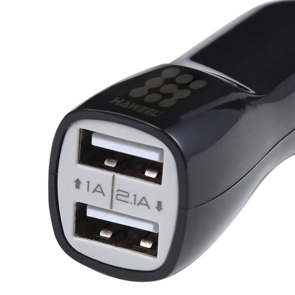 HAWEEL Hoge kwaliteit 2.1A + 1A dubbele USB-poorten autolader, HK Black, US  Black, US White, UK White, UK Black, White, Black