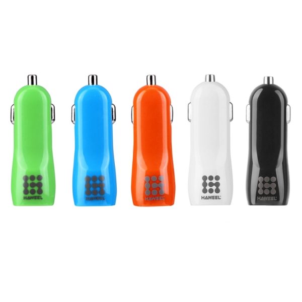 HAWEEL Hoge kwaliteit 2.1A + 1A dubbele USB-poorten autolader, HK Black, US  Black, US White, UK White, UK Black, White, Black