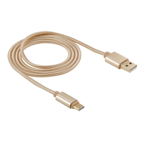 1 m geweven metalen kop USB-C / Type-C 3.1 naar USB 2.0 datasynchronisatie-oplaadkabel