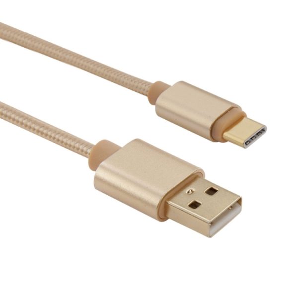 1 m geweven metalen kop USB-C / Type-C 3.1 naar USB 2.0 datasynchronisatie-oplaadkabel