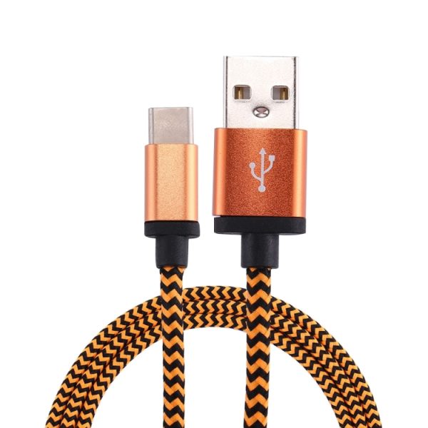 1 m geweven USB-C / Type-C 3.1 naar USB 2.0 datasynchronisatie-oplaadkabel