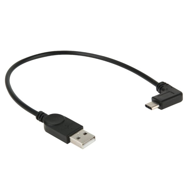 28AWG Hoge snelheid USB 2.0 mannelijk naar 90 graden elleboog USB-C / Type-C 3.0 mannelijke datasynchronisatiekabeladapter, 28AWG High Speed USB 2.0 mannelijk naar 90 graden elleboog USB-C / Type-C 3.0 mannelijke datasynchronisatiekabeladapter