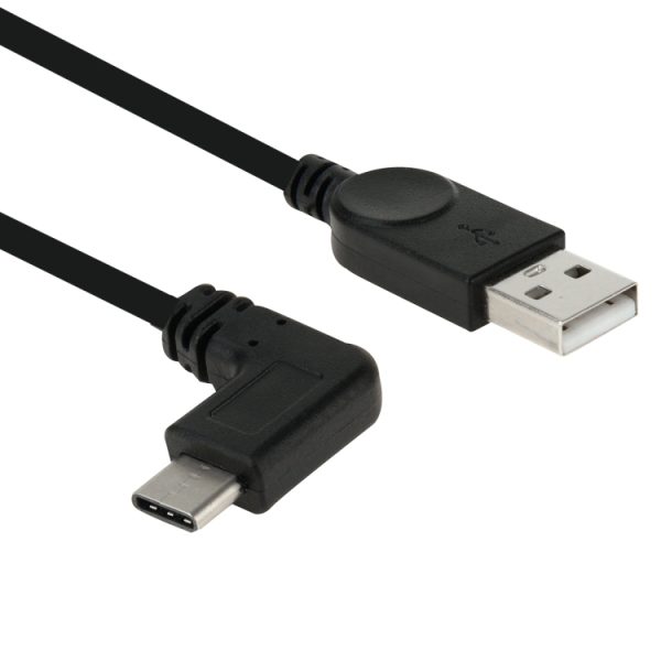 28AWG Hoge snelheid USB 2.0 mannelijk naar 90 graden elleboog USB-C / Type-C 3.0 mannelijke datasynchronisatiekabeladapter, 28AWG High Speed USB 2.0 mannelijk naar 90 graden elleboog USB-C / Type-C 3.0 mannelijke datasynchronisatiekabeladapter