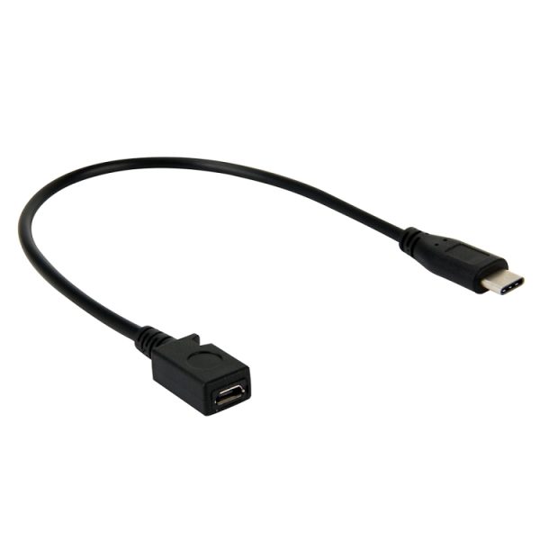 USB-C / Type-C 3.0 Male naar Mini USB Female kabeladapter, USB-C / Type-C 3.0 mannelijke naar mini USB vrouwelijke kabeladapter, lengte: 29 cm