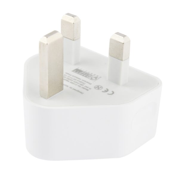 UK Plug 5V 2.1A USB-oplaadadapter met dubbele poort (wit)