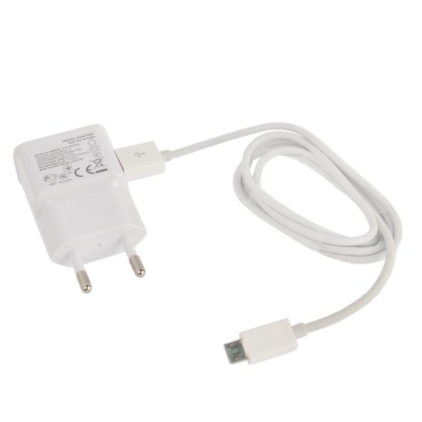Micro 5-pins USB-synchronisatiekabel + EU-stekker reislader, EU-stekker (wit)