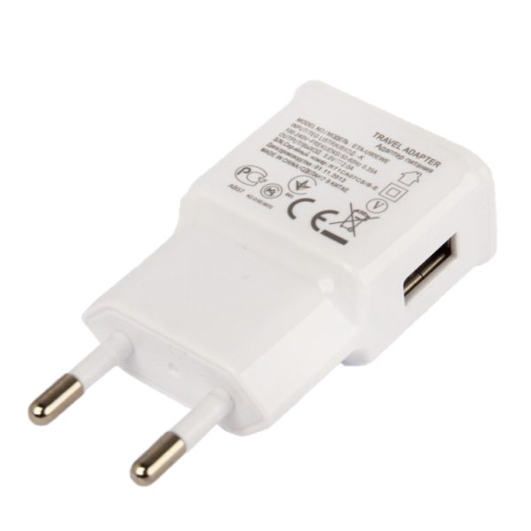 Micro 5-pins USB-synchronisatiekabel + EU-stekker reislader, EU-stekker (wit)