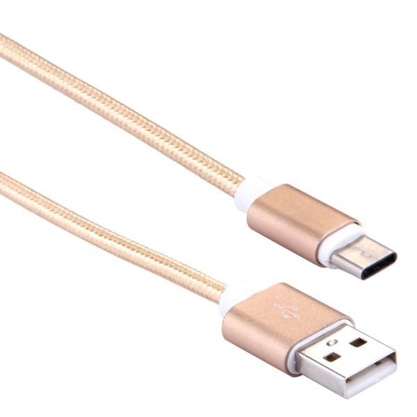 Geweven stijl USB-C / Type-C 3.1 mannelijk naar USB 2.0 mannelijk datasynchronisatie-oplaadkabel, kabellengte: 20 cm