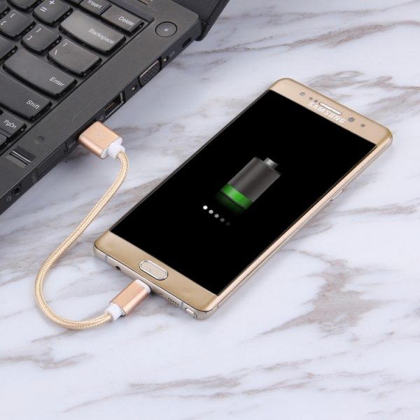 Geweven stijl USB-C / Type-C 3.1 mannelijk naar USB 2.0 mannelijk datasynchronisatie-oplaadkabel, kabellengte: 20 cm