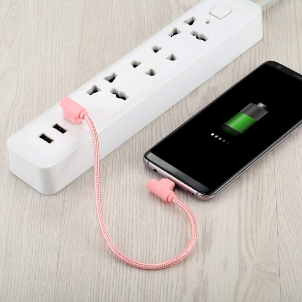 25 cm USB naar USB-C / Type-C nylon geweven stijl dubbele elleboog oplaadkabel, 25cm Type-C
