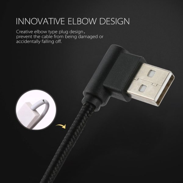 1 m USB naar USB-C / Type-C nylon geweven stijl dubbele elleboog oplaadkabel, 1m Type-C