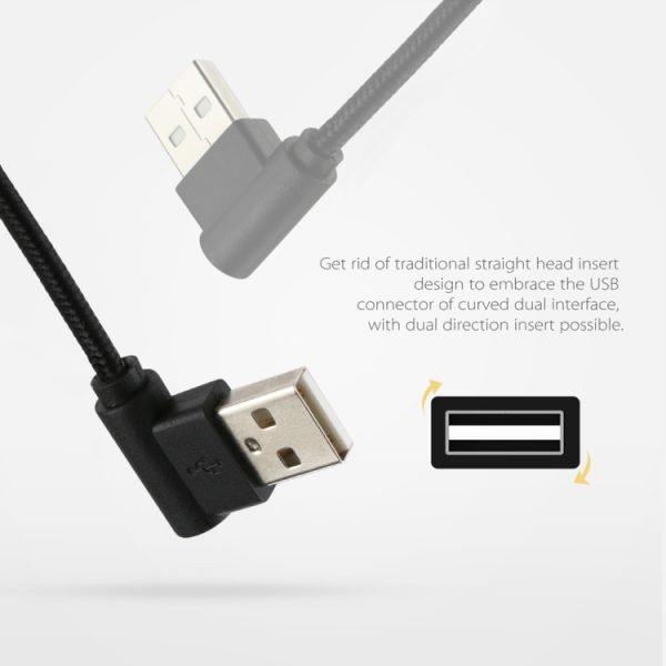 1 m USB naar USB-C / Type-C nylon geweven stijl dubbele elleboog oplaadkabel, 1m Type-C