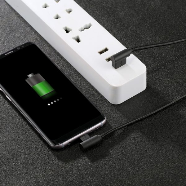1 m USB naar USB-C / Type-C nylon geweven stijl dubbele elleboog oplaadkabel, 1m Type-C