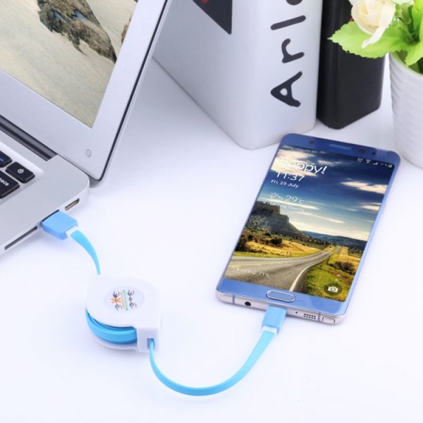 1 m 2A 110 koperen kerndraden intrekbare USB-C / Type-C naar USB-gegevenssynchronisatie-oplaadkabel