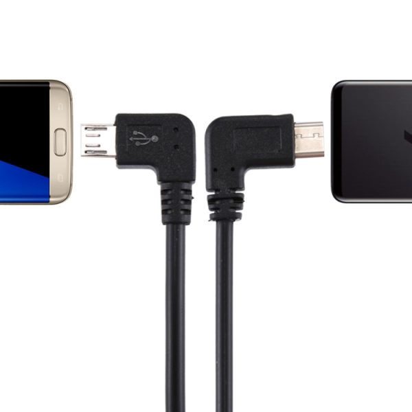 USB-C / Type-C mannelijke elleboog naar micro USB mannelijke elleboogadapterkabel, totale lengte: ongeveer 25 cm, Voor Samsung, Huawei, Xiaomi, HTC, Meizu, Sony en andere smartphones