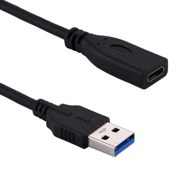 USB 3.0 mannelijk naar USB-C / Type-C 3.1 vrouwelijk adapterkabel, kabellengte: ongeveer 20 cm