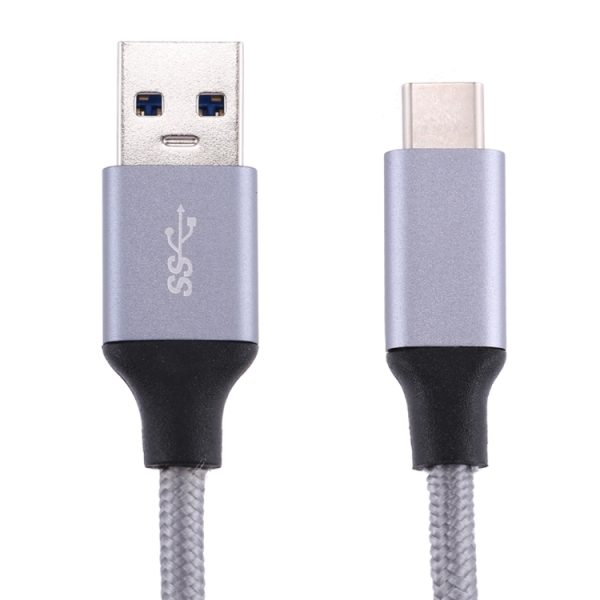 1 m draden geweven metalen kop USB-C / Type-C 3.1 naar USB 3.0 data-/oplaadkabel