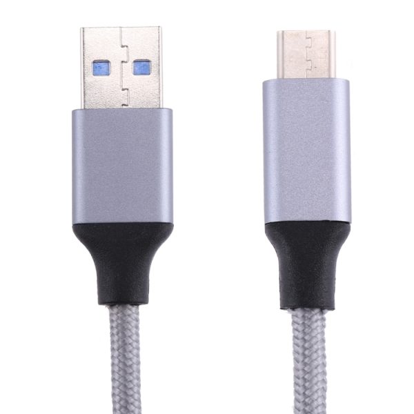 1 m draden geweven metalen kop USB-C / Type-C 3.1 naar USB 3.0 data-/oplaadkabel