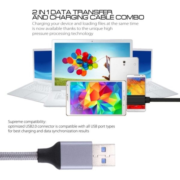1 m draden geweven metalen kop USB-C / Type-C 3.1 naar USB 3.0 data-/oplaadkabel
