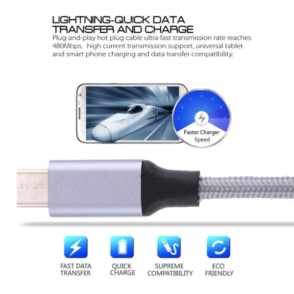 1 m draden geweven metalen kop USB-C / Type-C 3.1 naar USB 3.0 data-/oplaadkabel