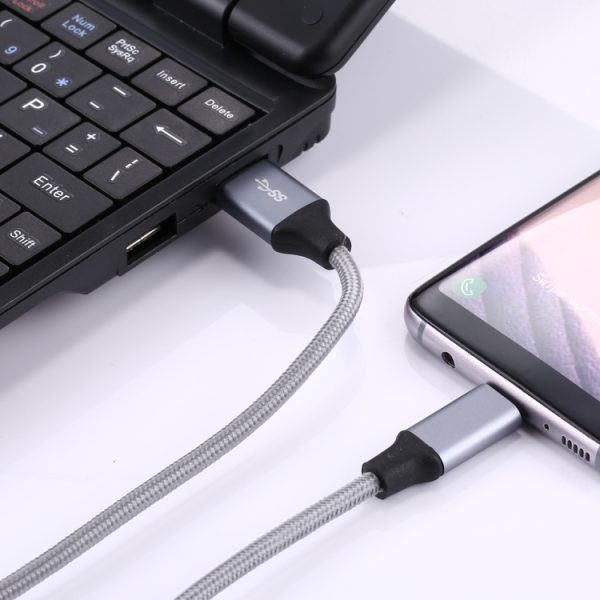 1 m draden geweven metalen kop USB-C / Type-C 3.1 naar USB 3.0 data-/oplaadkabel