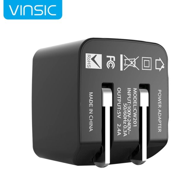 Vinsic 12W 5V 2.4A Uitgang Dubbele USB-wandoplader USB-opladeradapter, Vinsic 12W 5V 2.4A uitgang dubbele USB-wandoplader USB-opladeradapter