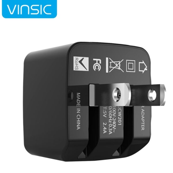Vinsic 12W 5V 2.4A Uitgang Dubbele USB-wandoplader USB-opladeradapter, Vinsic 12W 5V 2.4A uitgang dubbele USB-wandoplader USB-opladeradapter