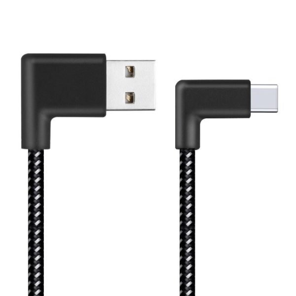 20 cm 2a USB naar USB-C / Type-C Nylon Weave Style Dubbele ellebooggegevens Synchronisatie Laadkabel, 20cm 2A USB naar USB-C / Type-C Nylon Geweven Stijl Dubbele Elleboog Data Sync Oplaadkabel