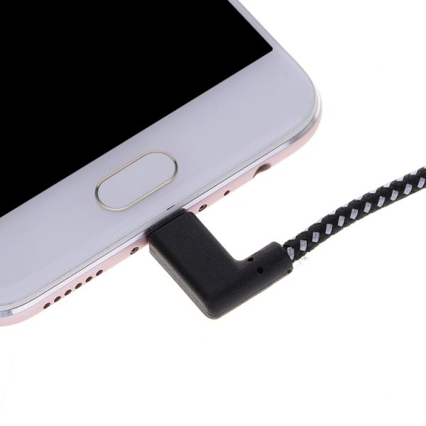 20 cm 2a USB naar USB-C / Type-C Nylon Weave Style Dubbele ellebooggegevens Synchronisatie Laadkabel, 20cm 2A USB naar USB-C / Type-C Nylon Geweven Stijl Dubbele Elleboog Data Sync Oplaadkabel