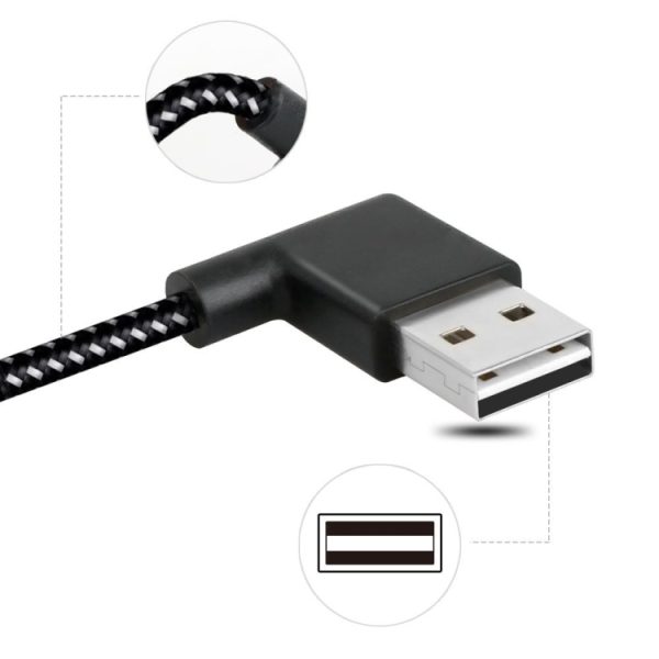 20 cm 2a USB naar USB-C / Type-C Nylon Weave Style Dubbele ellebooggegevens Synchronisatie Laadkabel, 20cm 2A USB naar USB-C / Type-C Nylon Geweven Stijl Dubbele Elleboog Data Sync Oplaadkabel