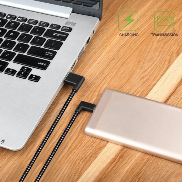 20 cm 2a USB naar USB-C / Type-C Nylon Weave Style Dubbele ellebooggegevens Synchronisatie Laadkabel, 20cm 2A USB naar USB-C / Type-C Nylon Geweven Stijl Dubbele Elleboog Data Sync Oplaadkabel