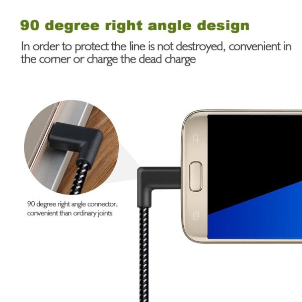 20 cm 2a USB naar USB-C / Type-C Nylon Weave Style Dubbele ellebooggegevens Synchronisatie Laadkabel, 20cm 2A USB naar USB-C / Type-C Nylon Geweven Stijl Dubbele Elleboog Data Sync Oplaadkabel