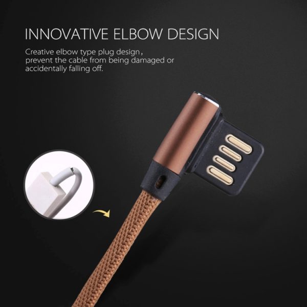 1 m 2,4 A uitgang USB naar USB-C / Type-C dubbel elleboogontwerp Nylon geweven stijl datasynchronisatie-oplaadkabel, Type-C Coffee, Type-C Red, Type-C Black, Type-C Blue, Type-C Dark Blue