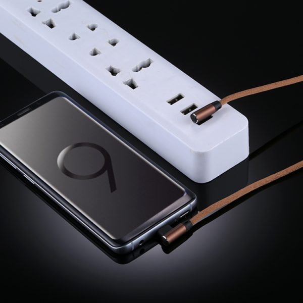 1 m 2,4 A uitgang USB naar USB-C / Type-C dubbel elleboogontwerp Nylon geweven stijl datasynchronisatie-oplaadkabel, Type-C Coffee, Type-C Red, Type-C Black, Type-C Blue, Type-C Dark Blue