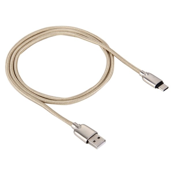 1M geweven metalen kop 108 koperen kernen USB-C / Type-C naar USB Data Sync oplaadkabel