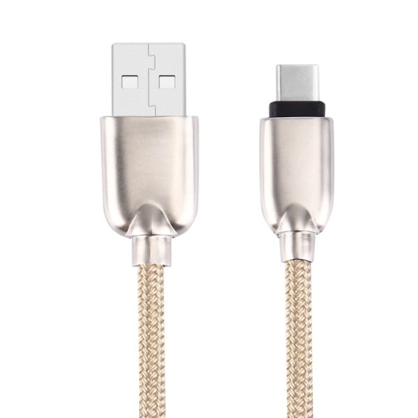 1M geweven metalen kop 108 koperen kernen USB-C / Type-C naar USB Data Sync oplaadkabel
