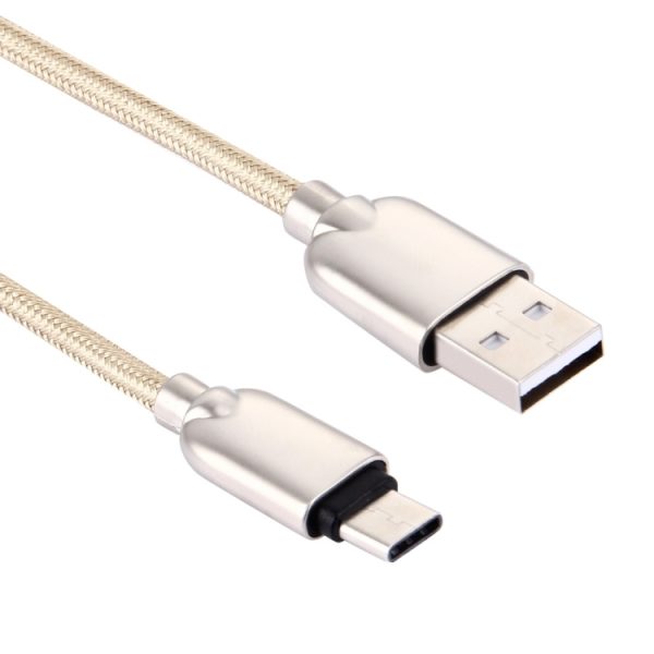 1M geweven metalen kop 108 koperen kernen USB-C / Type-C naar USB Data Sync oplaadkabel