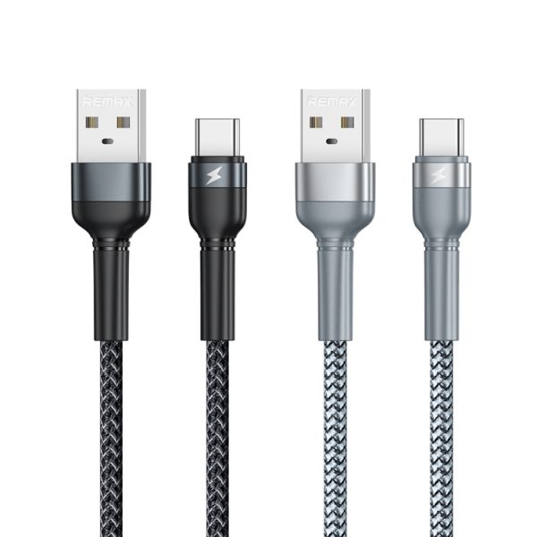 REMAX RC-124a 1 m 2,4 A USB naar USB-C / Type-C aluminium gevlochten snellaaddatakabel, Type-C