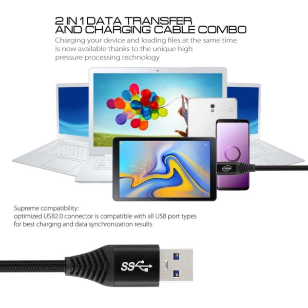 1,2 m nylon gevlochten kabel USB naar Type-C datasynchronisatie-oplaadkabel met 110 koperdraden, ondersteuning voor snel opladen