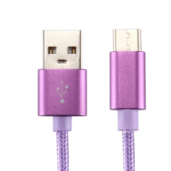 Gebreide textuur USB naar USB-C / Type-C datasynchronisatie-oplaadkabel, kabellengte: 50 cm