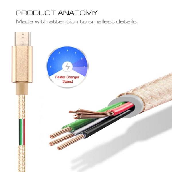 Gebreide textuur USB naar USB-C / Type-C datasynchronisatie-oplaadkabel, kabellengte: 50 cm
