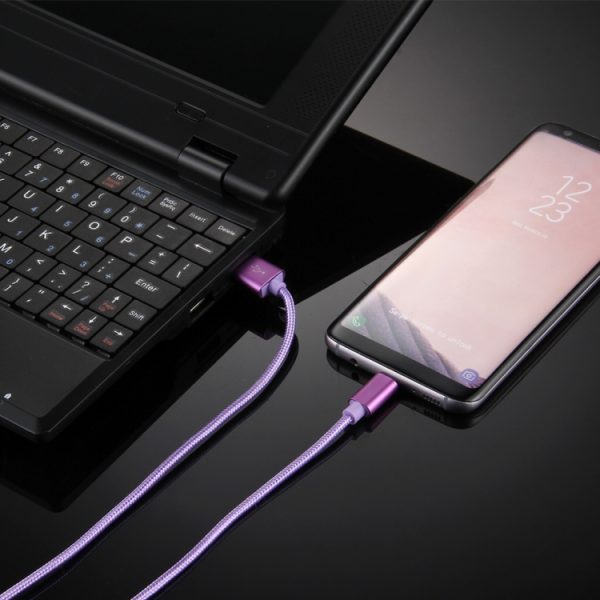 Gebreide textuur USB naar USB-C / Type-C datasynchronisatie-oplaadkabel, kabellengte: 50 cm