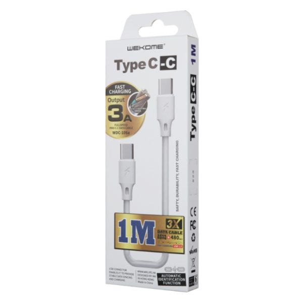 WK WDC-106 3A Type-C / USB-C naar Type-C / USB-C datakabel voor opladen op volle snelheid, lengte: 1m