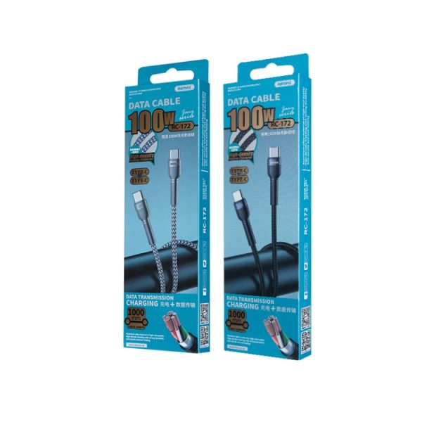 REMAX RC-172 Jany-serie 1 m PD100W Type-C naar USB-C / Type-C aluminium gevlochten snellaaddatakabel, Type-C to USB-C / Type-C