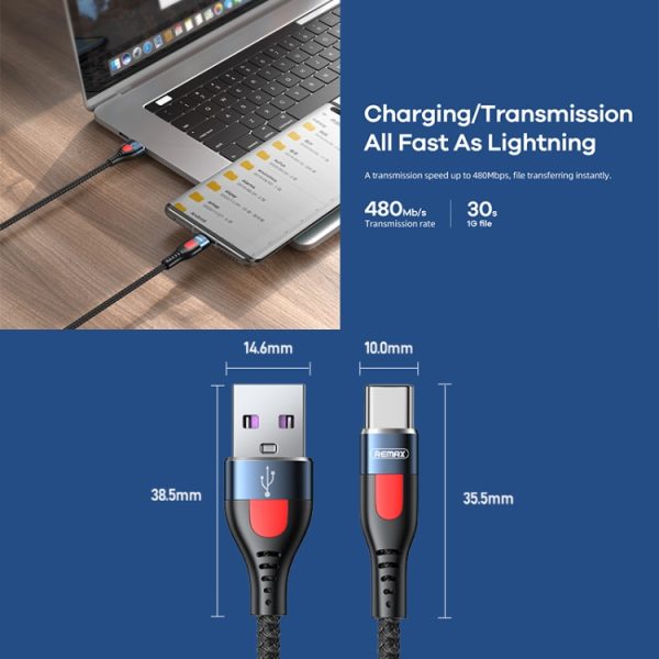 REMAX RC-188a Lesu Pro 1m 5A USB naar USB-C / Type-C aluminium gevlochten snellaaddatakabel, USB to USB-C / Type-C
