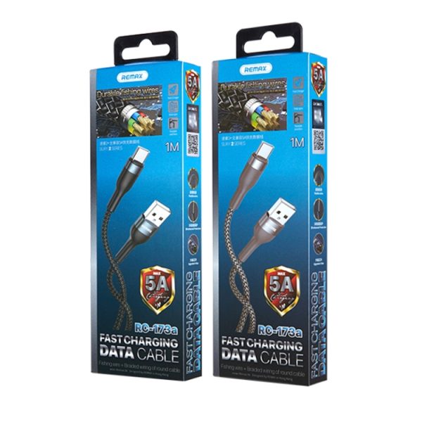 REMAX RC-173a 5A USB naar USB-C / Type-C Sury 2 Volledig compatibele snellaaddatakabel, kabellengte: 1m, RC-173a