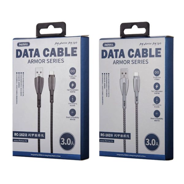 REMAX RC-162a Armor Series 3A USB naar USB-C / Type-C oplaadkabel, kabellengte: 1m, USB-C / Type-C