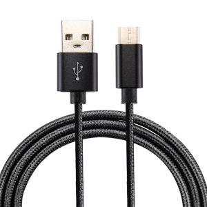 Gebreide textuur USB naar USB-C / Type-C datasynchronisatie-oplaadkabel, kabellengte: 1 m, 3A totaal vermogen, 2A gegevensoverdracht