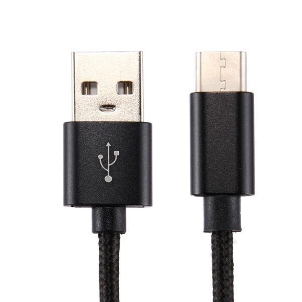 Gebreide textuur USB naar USB-C / Type-C datasynchronisatie-oplaadkabel, kabellengte: 1 m, 3A totaal vermogen, 2A gegevensoverdracht