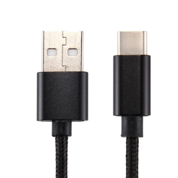 Gebreide textuur USB naar USB-C / Type-C datasynchronisatie-oplaadkabel, kabellengte: 1 m, 3A totaal vermogen, 2A gegevensoverdracht